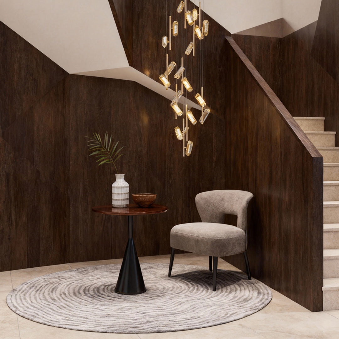 Luxury Linear LED Staircase Chandelier in Gold Aluminum