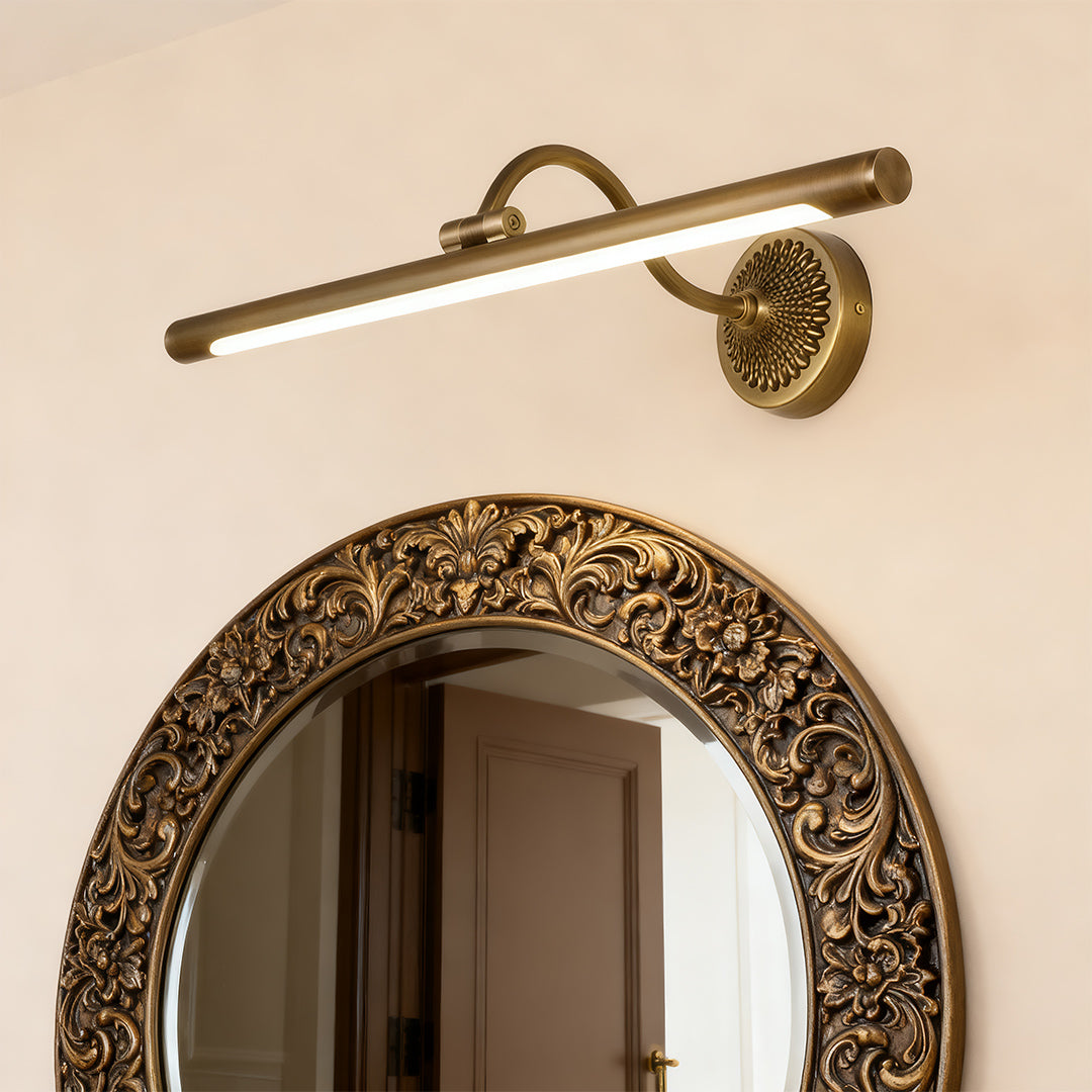 American Retro LED Vanity Light for Bathroom Mirror, Brass & Copper