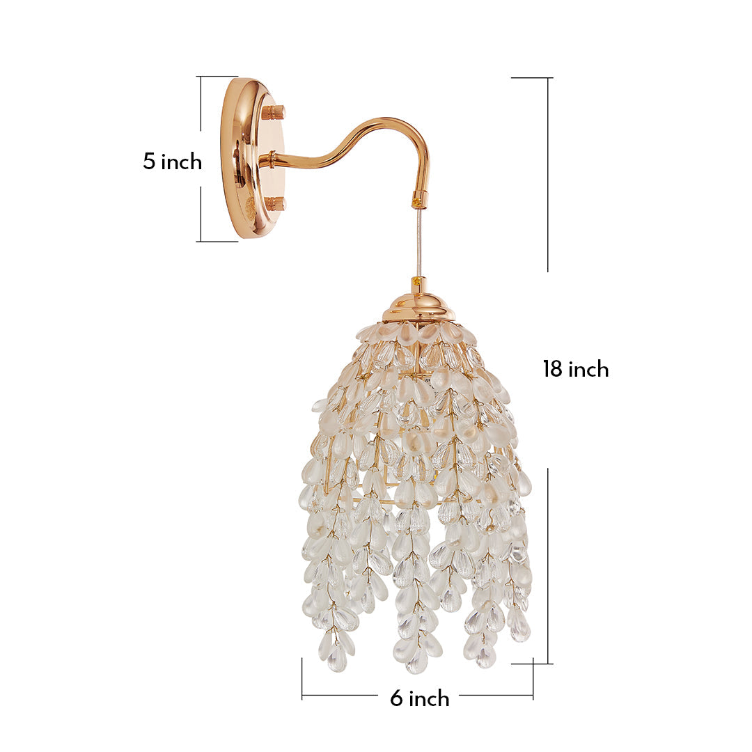 Luxury Crystal LED Wall Sconce, French Gold Minimalist Ambient Lighting for Bedroom & Living Room