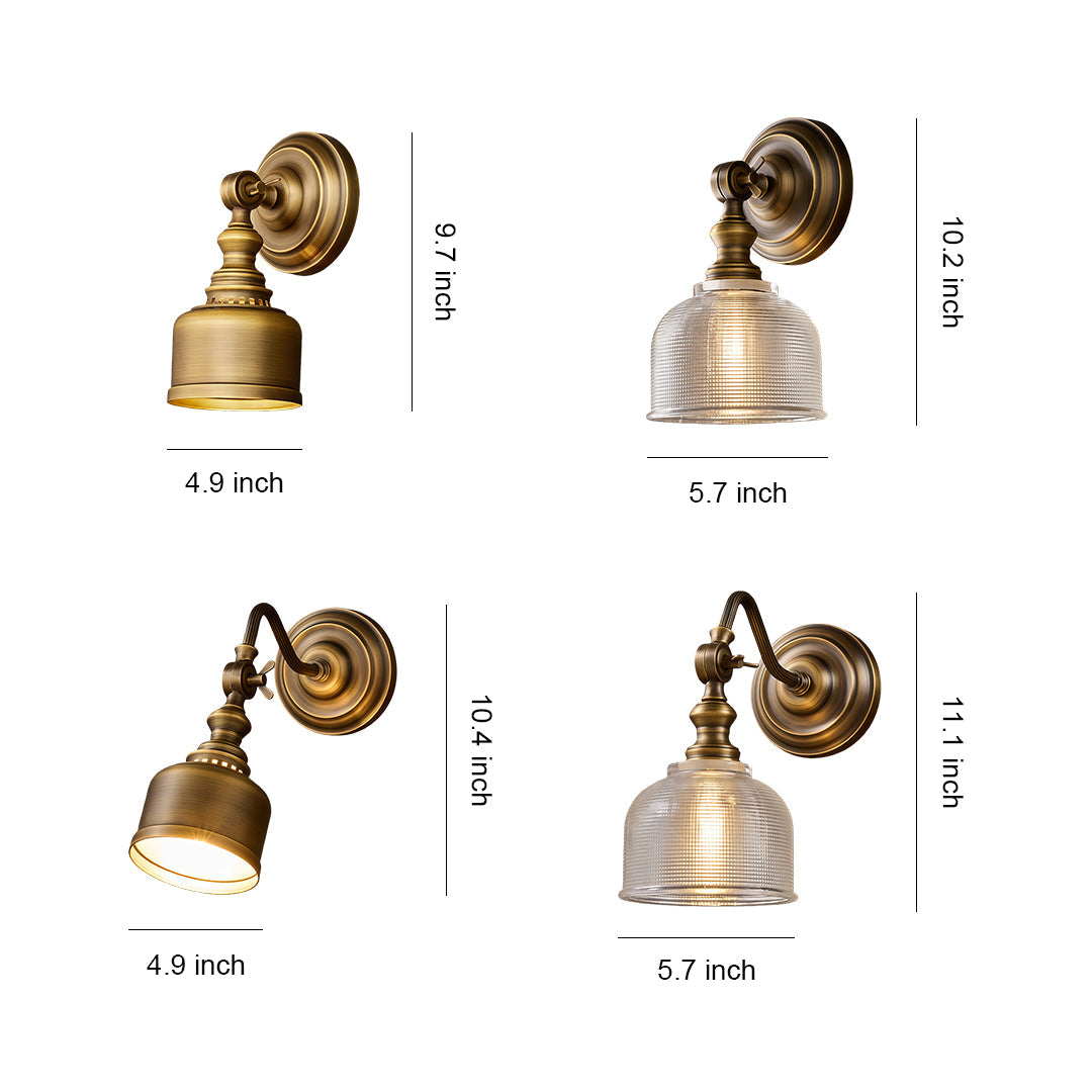 American Retro Solid Brass LED Wall Sconce for Bedroom and Living Room