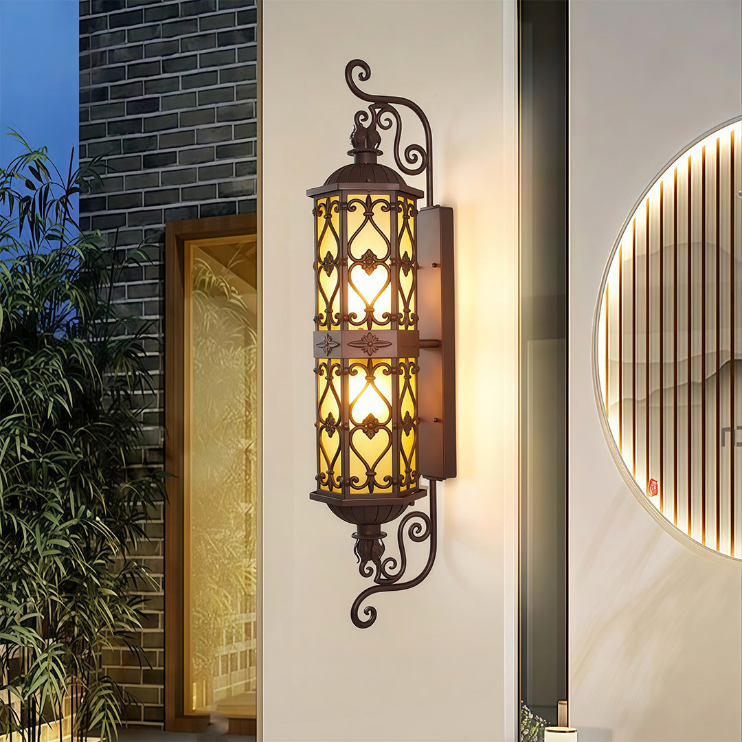 Vintage Dual-Head Outdoor Wall Sconce in Coffee Finish