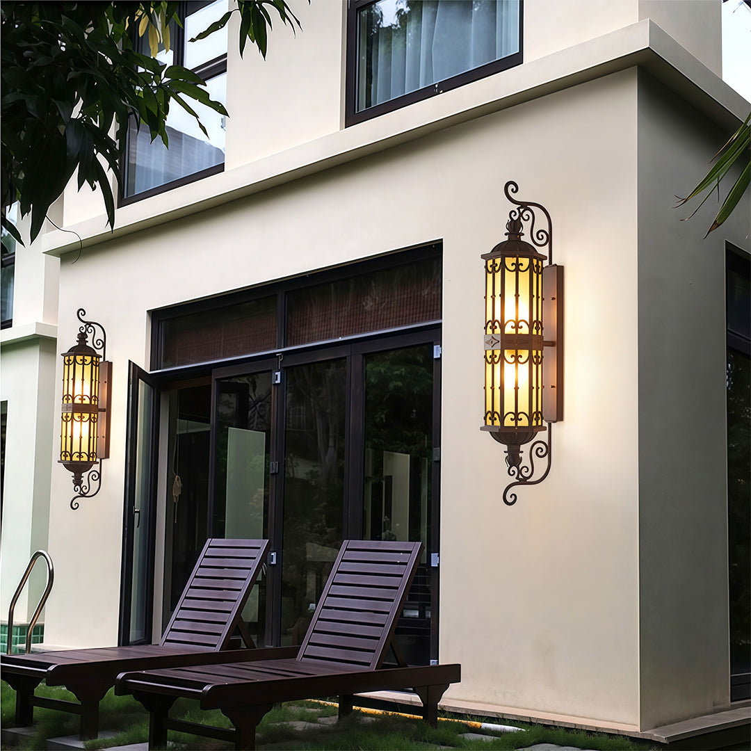 Vintage Dual-Head Outdoor Wall Sconce in Coffee Finish
