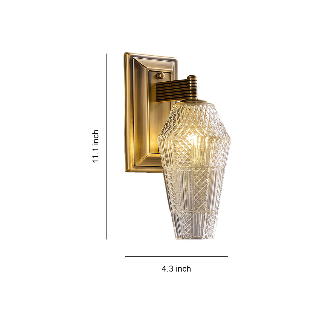 French Retro Brass LED Wall Sconce with Glass Shade for Elegant Interiors