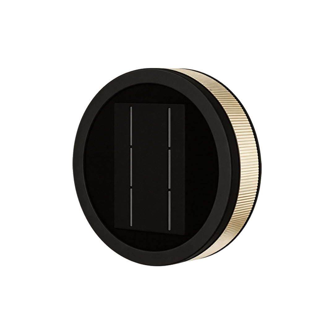 Modern Round Outdoor Wall Sconce in Black Stainless Steel with Warm LED Glow