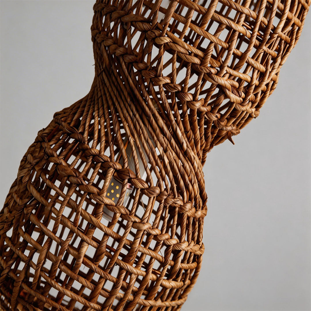 Artisan Rattan Pendant Light – Handwoven Bamboo Tone Ceiling Lamp for Modern Interiors