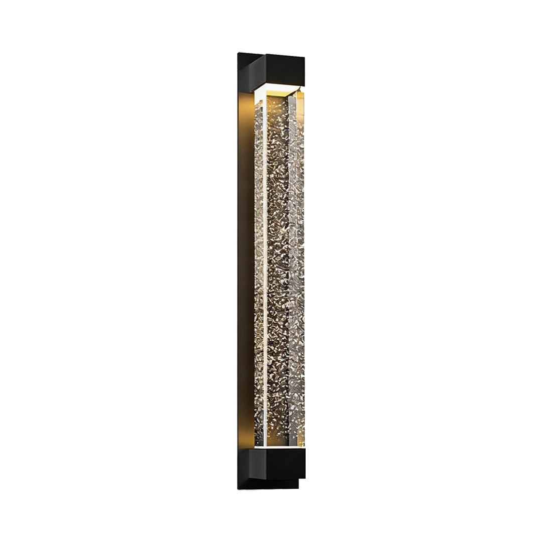 Modern Outdoor LED Wall Sconce with Bubble Glass Diffuser, Black Stainless Steel