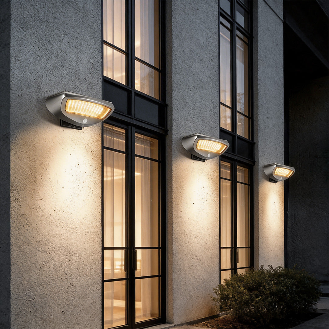Aurelia Solar Wall Sconce Set of Two — Modern Outdoor Lighting with Motion Sensor