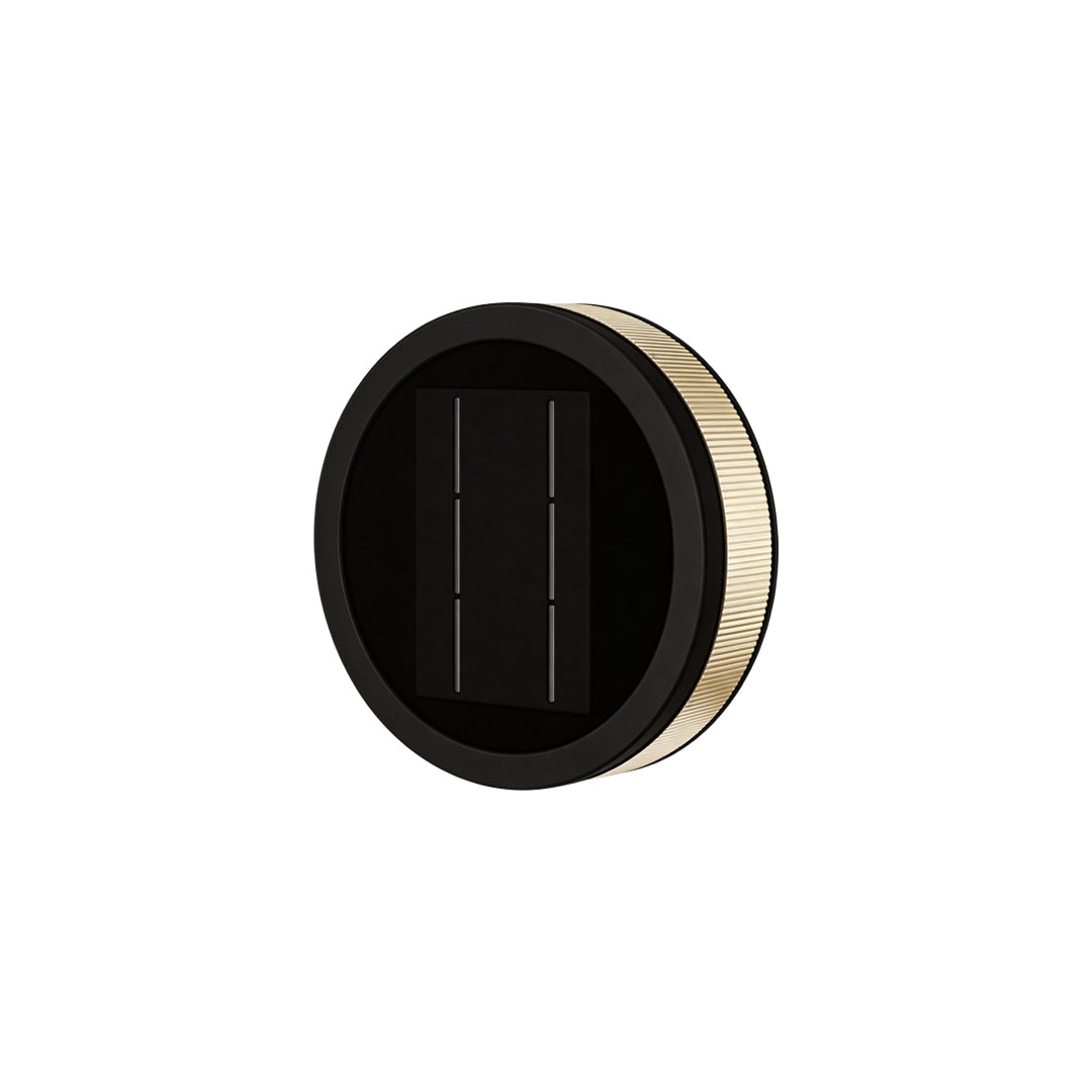 Modern Round Outdoor Wall Sconce in Black Stainless Steel with Warm LED Glow