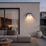 Modern Solar Motion Sensor Wall Lights, 4-Pack, Black Finish for Outdoor Spaces