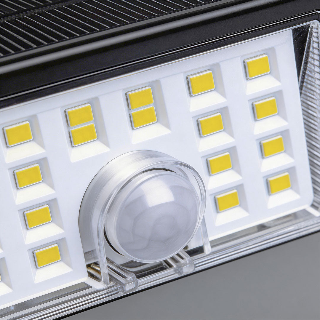 Modern Solar Motion Sensor Wall Lights, 4-Pack, Black Finish for Outdoor Spaces