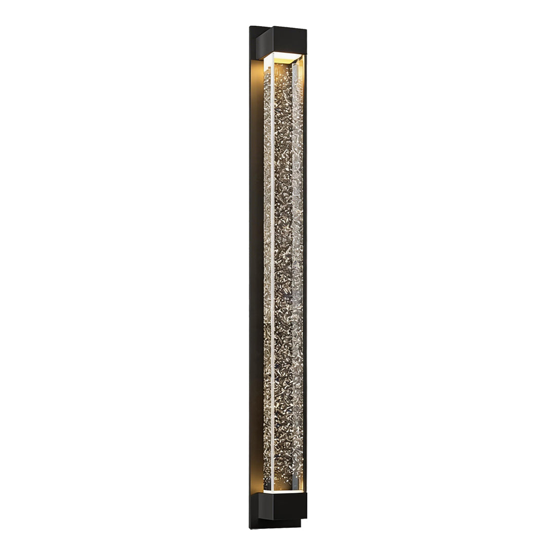 Modern Outdoor LED Wall Sconce with Bubble Glass Diffuser, Black Stainless Steel