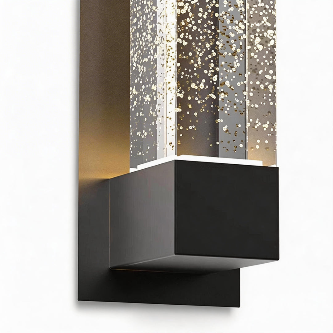 Modern Outdoor LED Wall Sconce with Bubble Glass Diffuser, Black Stainless Steel