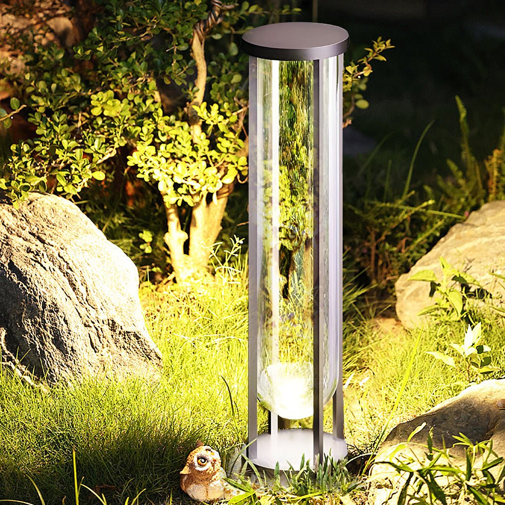 Modern Aluminum LED Outdoor Post Light with Clear Glass Shade