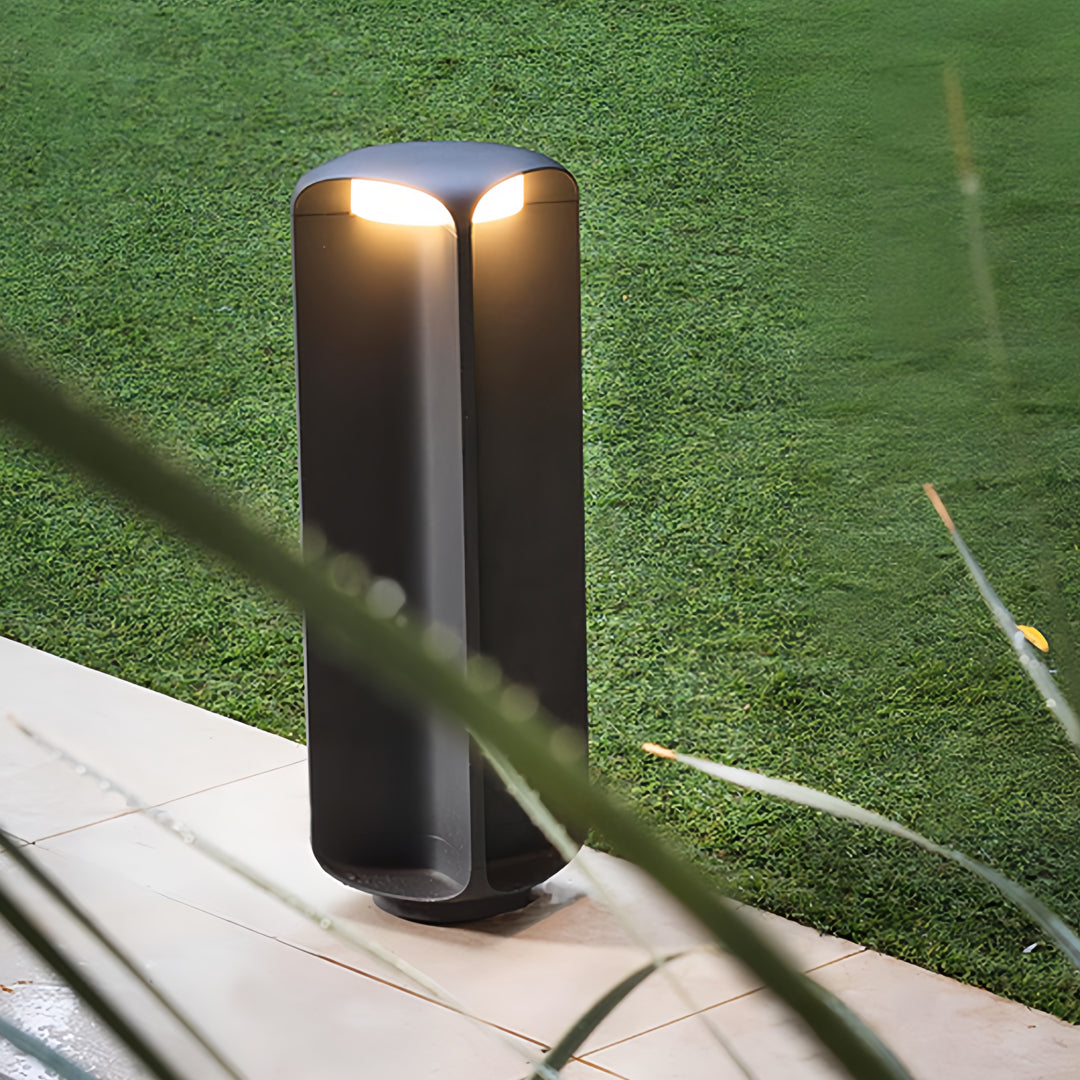 Modern Outdoor Bollard Light in Black or Gray | IP65 Waterproof Aluminum Landscape Lamp