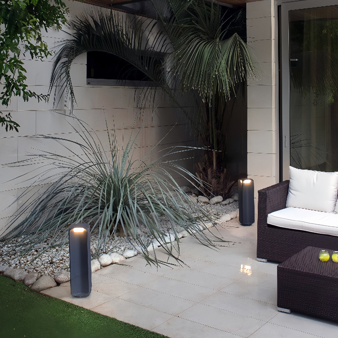 Modern Outdoor Bollard Light in Black or Gray | IP65 Waterproof Aluminum Landscape Lamp