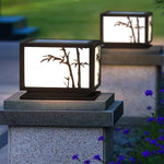 Solar-Powered LED Pillar Light with Bamboo-Texture Acrylic Shade