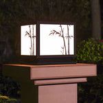 Solar-Powered LED Pillar Light with Bamboo-Texture Acrylic Shade