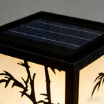 Solar-Powered LED Pillar Light with Bamboo-Texture Acrylic Shade