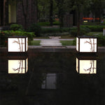 Solar-Powered LED Pillar Light with Bamboo-Texture Acrylic Shade