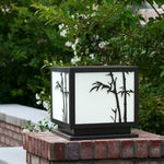 Solar-Powered LED Pillar Light with Bamboo-Texture Acrylic Shade
