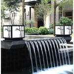 Solar-Powered LED Pillar Light with Bamboo-Texture Acrylic Shade