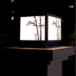 Solar-Powered LED Pillar Light with Bamboo-Texture Acrylic Shade