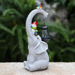 Handcrafted Resin Elephant Solar Lantern for Garden and Patio