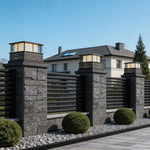 Modern Outdoor Pillar Light in Gray Stainless Steel with Warm LED Glow