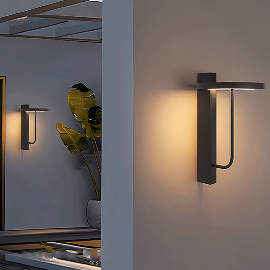Aria Outdoor Wall Sconce in Black Stainless Steel with Warm LED Glow