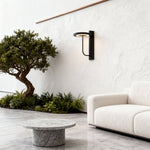Aria Outdoor Wall Sconce in Black Stainless Steel with Warm LED Glow