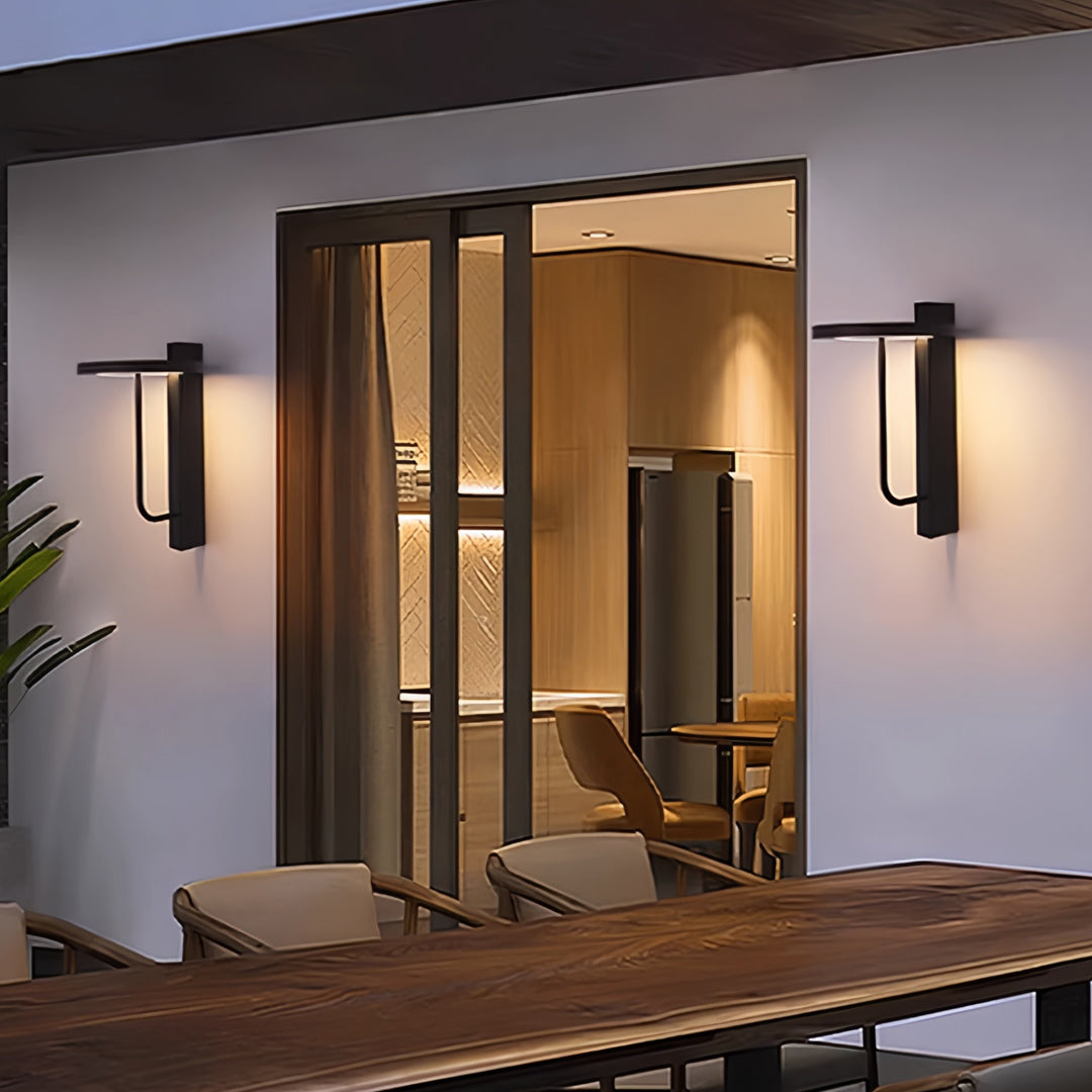 Aria Outdoor Wall Sconce in Black Stainless Steel with Warm LED Glow
