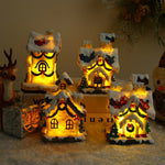 Nordic Gold Resin Christmas House LED Table Lamp Set of Two