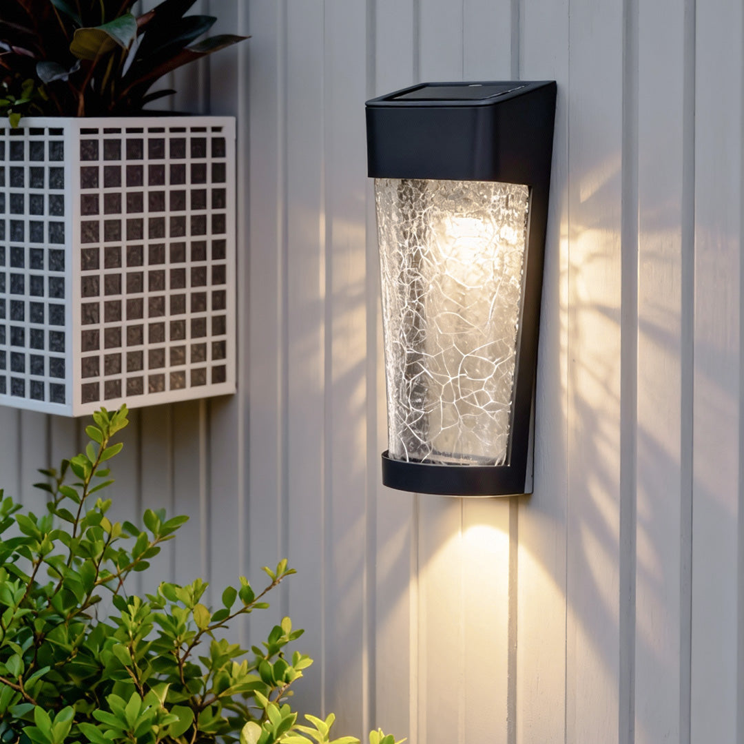 Aurelia Outdoor Wall Sconce — Minimalist LED Garden Lantern in Black with Clear Glass