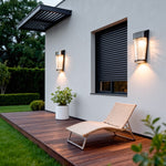 Aurelia Outdoor Wall Sconce — Minimalist LED Garden Lantern in Black with Clear Glass