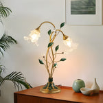 Lily Dual Glass Table Lamp with Leaf Accents for Modern Interiors