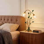 Lily Dual Glass Table Lamp with Leaf Accents for Modern Interiors