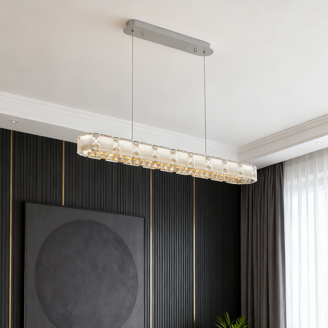 Italian Crystal Chandelier in Chrome Finish, Modern LED Hanging Light