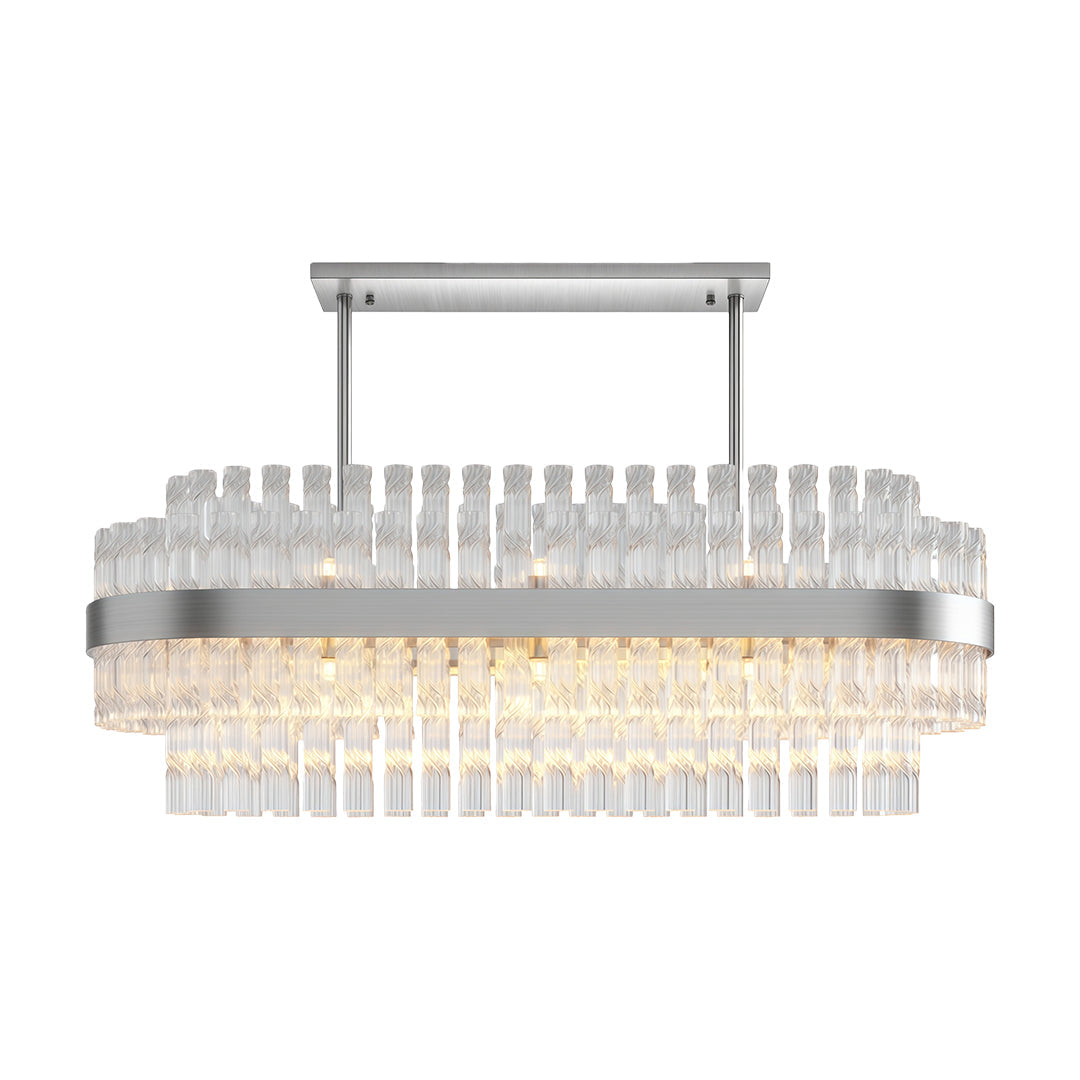 Full Copper Modern Chandelier with Clear Glass Shade for Dining Room and Living Room