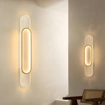 Modern Linear LED Wall Sconce with Wood Grain Finish