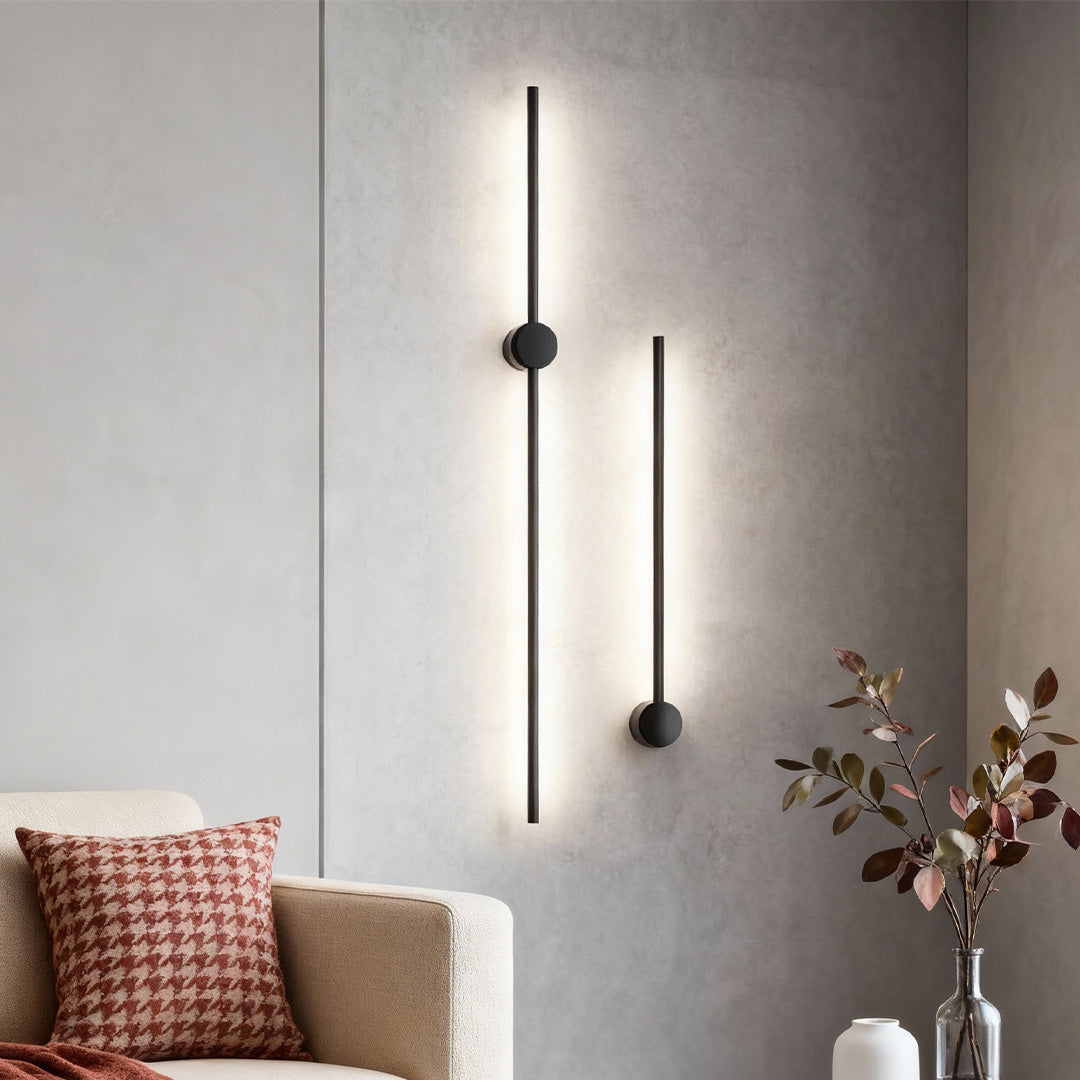 Linear LED Wall Sconce in Black or Gold – Ultra-Thin Nordic Design