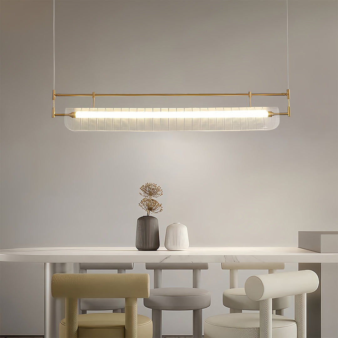Nordic Linear LED Pendant Light, Minimalist Long Strip Ceiling Lamp for Dining Room and Kitchen Island
