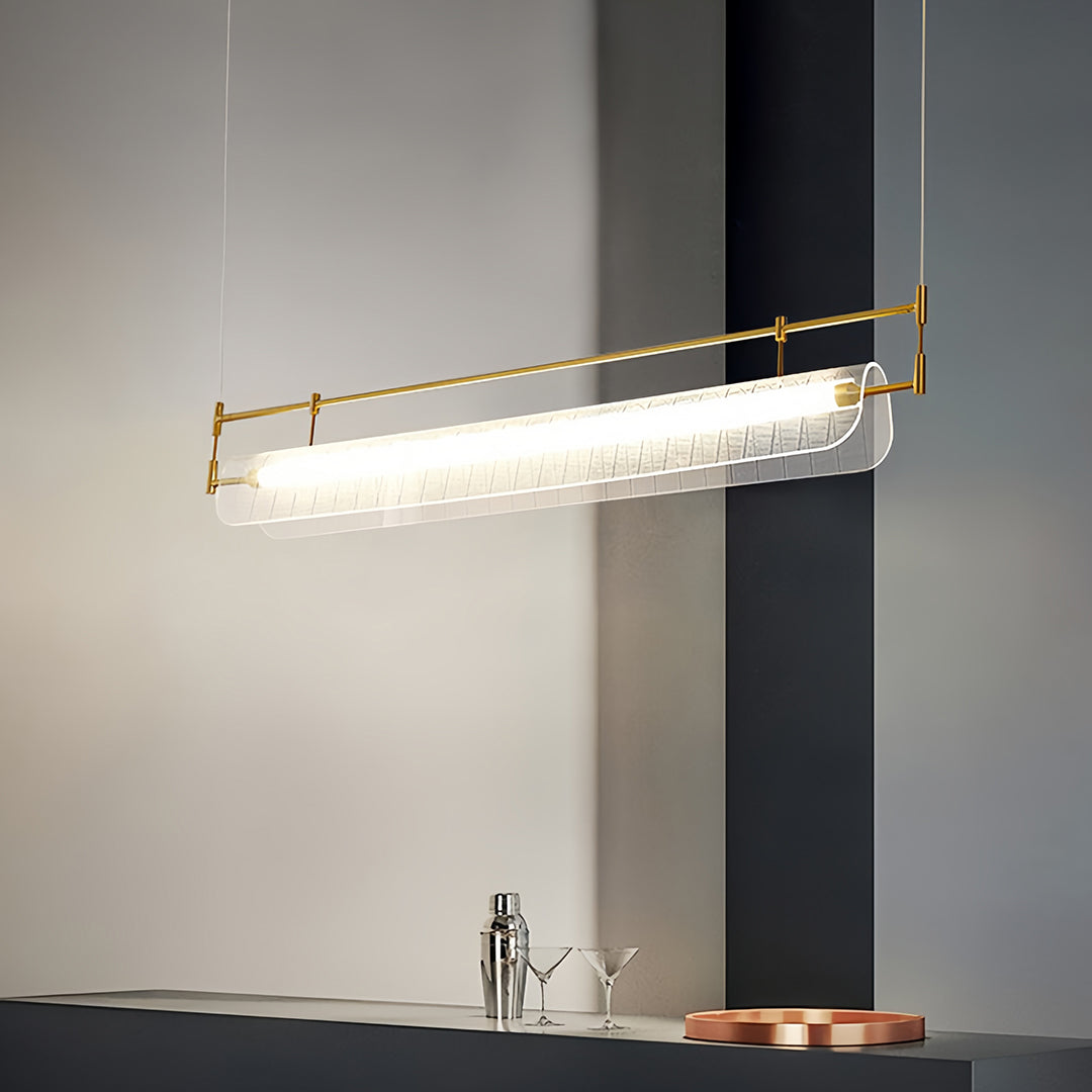 Nordic Linear LED Pendant Light, Minimalist Long Strip Ceiling Lamp for Dining Room and Kitchen Island