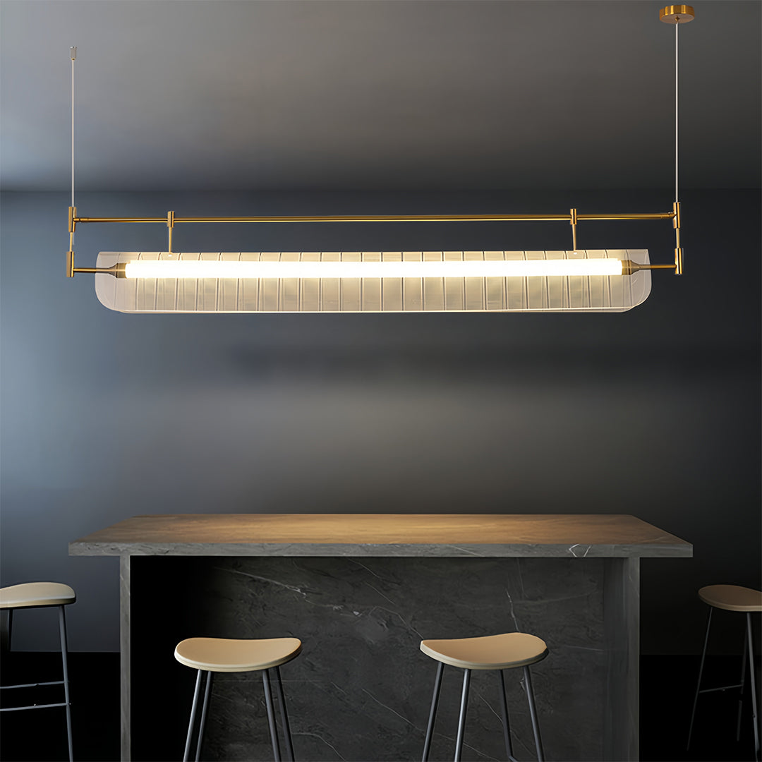Nordic Linear LED Pendant Light, Minimalist Long Strip Ceiling Lamp for Dining Room and Kitchen Island