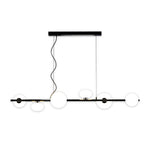 Linear Modern Chandelier with Six Glass Globes for Dining and Living Spaces