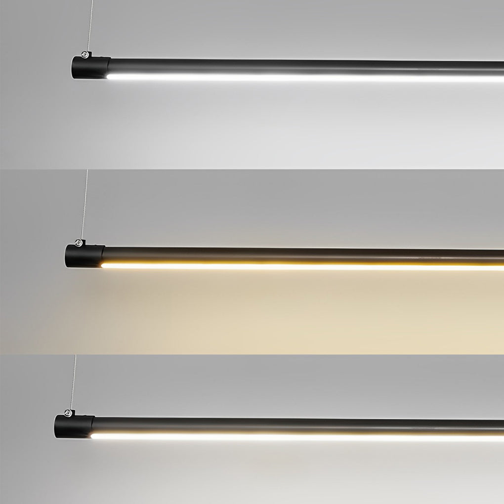 Modern Linear LED Pendant Light in Black for Dining Room and Kitchen Island