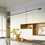 Modern Linear LED Pendant Light in Black for Dining Room and Kitchen Island