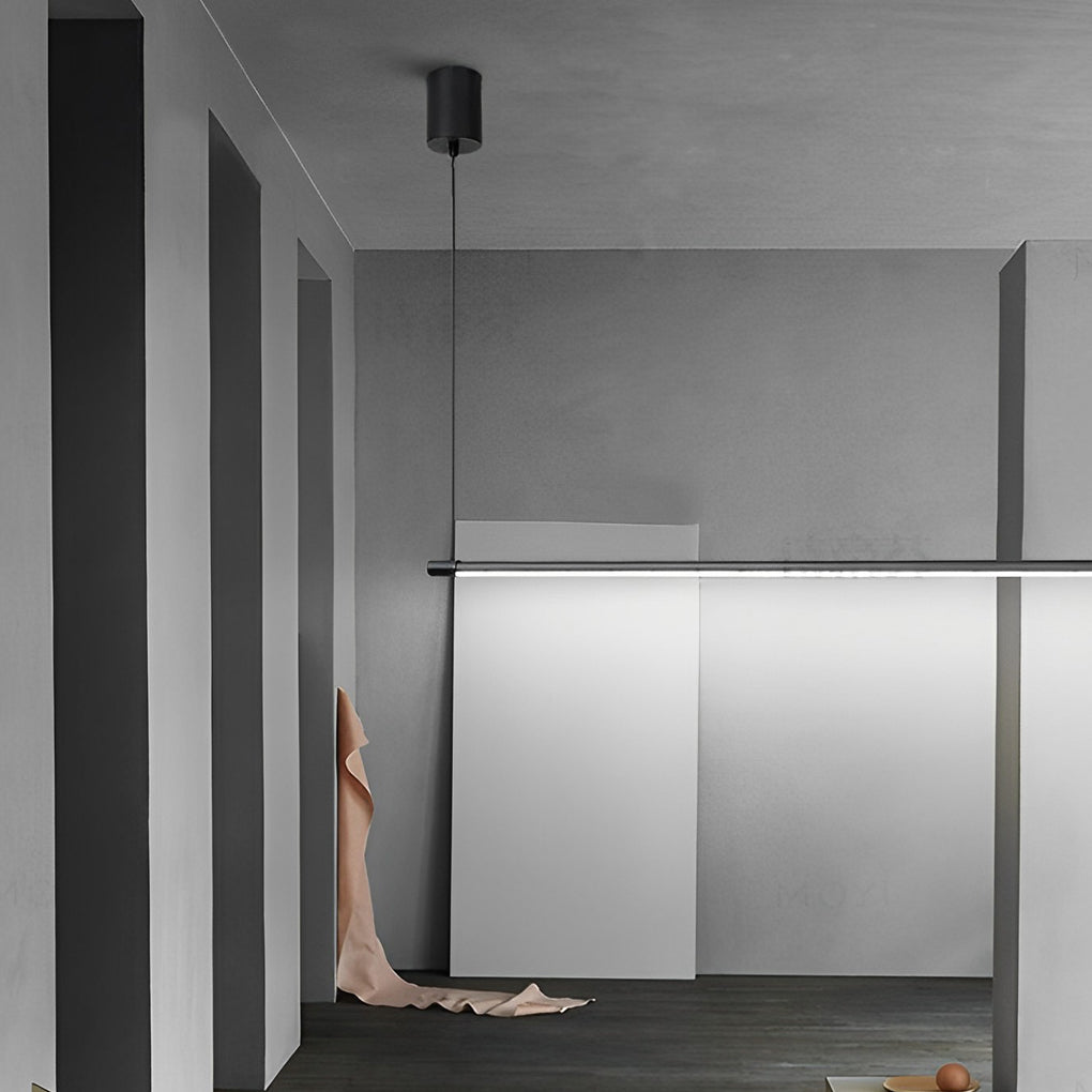 Modern Linear LED Pendant Light in Black for Dining Room and Kitchen Island