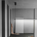 Modern Linear LED Pendant Light in Black for Dining Room and Kitchen Island