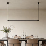 Modern Linear LED Pendant Light in Black for Dining Room and Kitchen Island