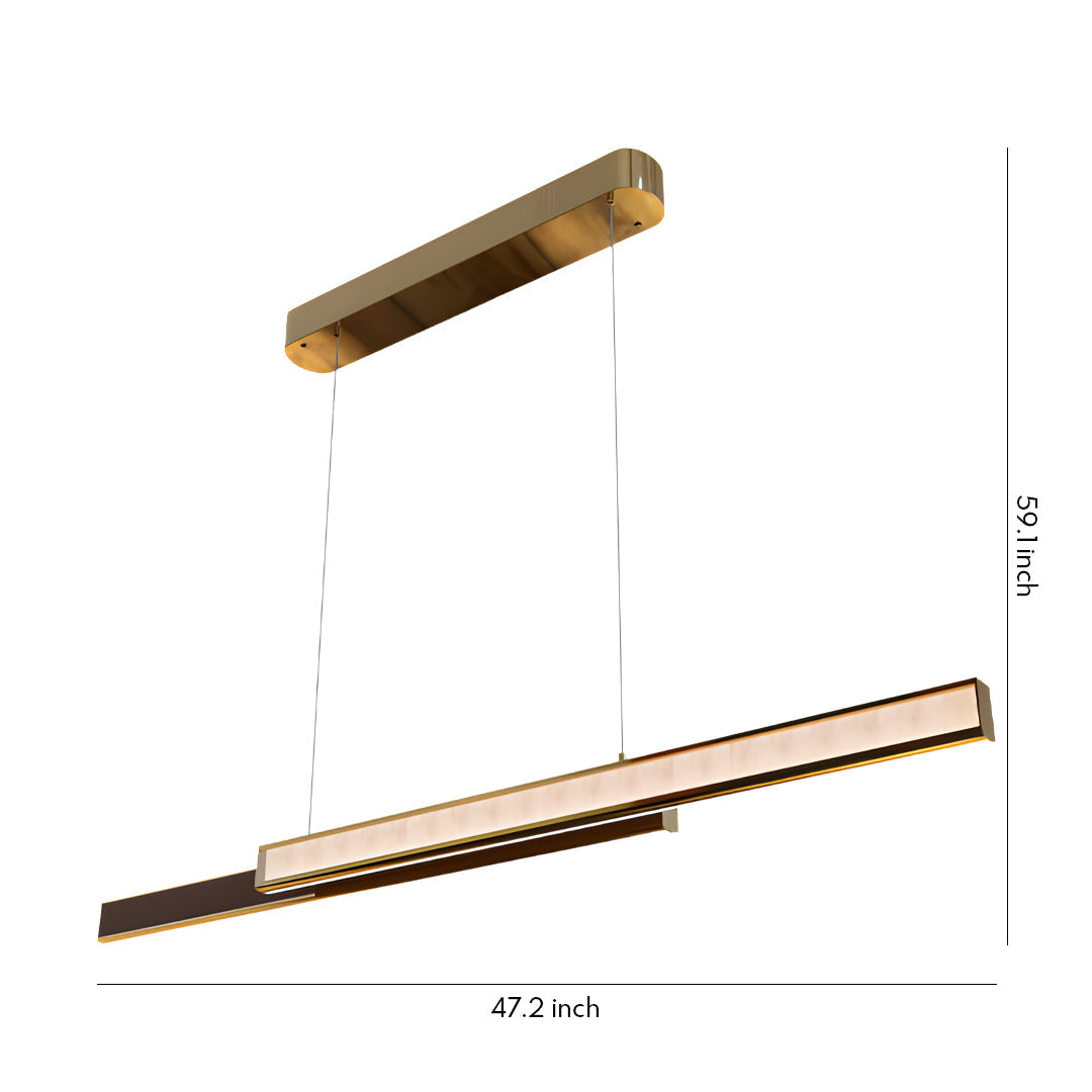 Linear LED Pendant Light, Modern Minimalist Gold Suspension Lamp for Kitchen Island